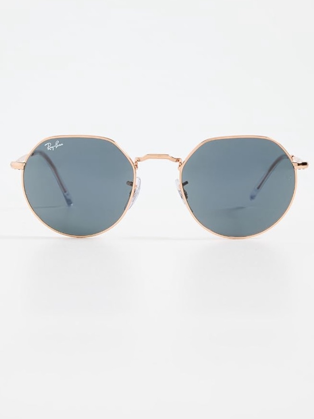RAY-BAN JACK SUNGLASSES IN TOSE GOLD BLUE W BOX CASE